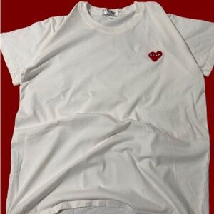 Comme des Garcons PLAY White Tee with Red Heart